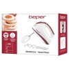 Mixer de mana Beper, Putere 300 W, 5 Trepte de viteza, Functie Turbo pentru creme si aluaturi, Ergonomic, Alb cu insertii rosii