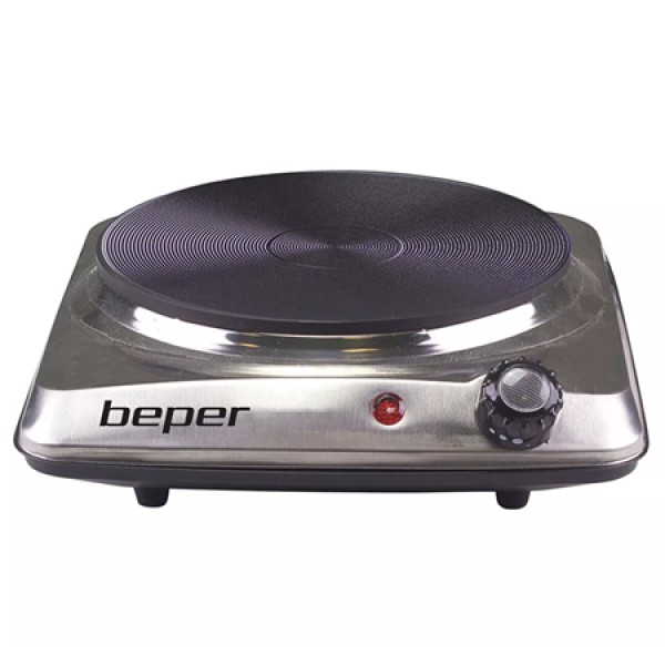 Plita electrica portabila Beper, 1500W, 1 arzator, placa fonta 18.5 cm, termostat reglabil 5 trepte, protectie supraincalzire, Argintiu Plita electrica portabila Beper, 1500W, 1 arzator, placa fonta 18.5 cm, termostat reglabil 5 trepte, protectie supraincalzire, Argintiu
