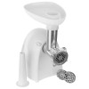 Masina de tocat carne Camry, 1500W, Capacitate 2 kg/min, Functie Reverse, 3 Site, Accesoriu carnat, Set feliere/razuire legume, Alb