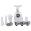 Masina de tocat carne Camry, 1500W, Capacitate 2 kg/min, Functie Reverse, 3 Site, Accesoriu carnat, Set feliere/razuire legume, Alb