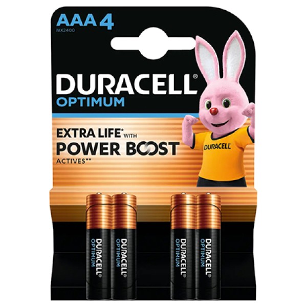 BATERIE ALCALINA DURACELL OPTIMUM LR03 BLISTER 4 BUC