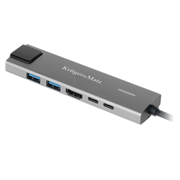 Adaptor hub usb tip c hdmi cu 2 usb 3.0 și rj45