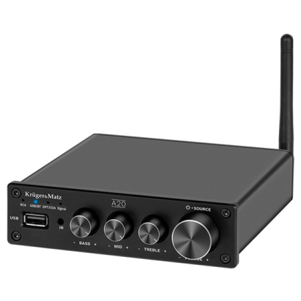 Amplificator audio stereo 2x100w a20 kruger&matz - bluetooth 5.0