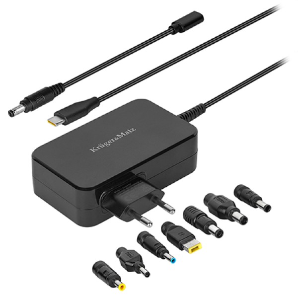 Alimentator universal 90w power delivery kruger&matz - adaptor cu 7 mufe Alimentator universal 90w power delivery kruger&matz - adaptor cu 7 mufe