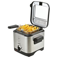 Friteuza cu ulei Mesko, 900W, Capacitate 1.5L, Termostat reglabil, Carcasa inox, Argintiu/Negru