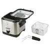 Friteuza cu ulei Mesko, 900W, Capacitate 1.5L, Termostat reglabil, Carcasa inox, Argintiu/Negru