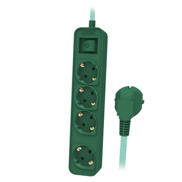 PRELUNGITOR CU INTRERUPATOR 4 CAI 1.5M VERDE PHILIPS PRELUNGITOR CU INTRERUPATOR 4 CAI 1.5M VERDE PHILIPS