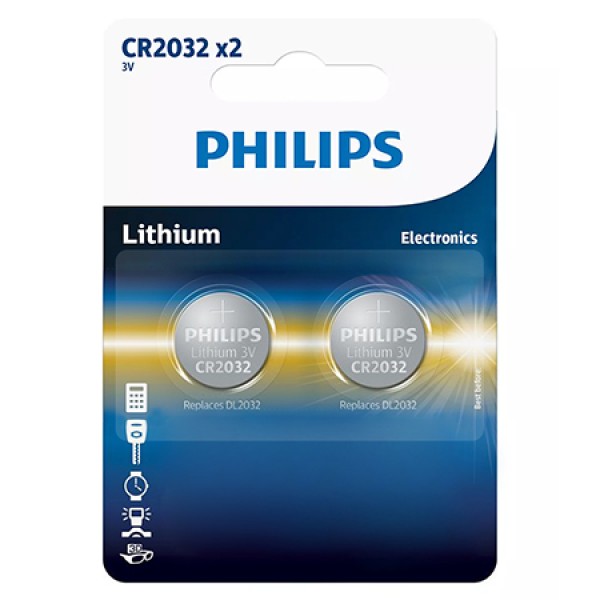 BATERIE LITHIUM CR2032 BLISTER 2 BUC PHILIPS