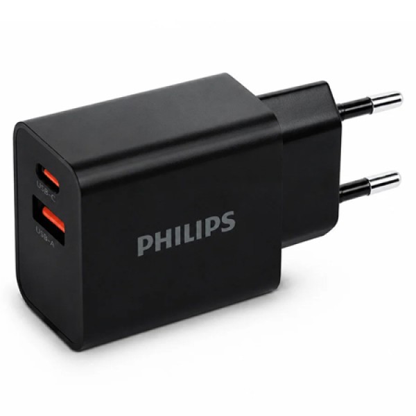 ALIMENTATOR RETEA USB-A + USB C PD 20W PHILIPS ALIMENTATOR RETEA USB-A + USB C PD 20W PHILIPS