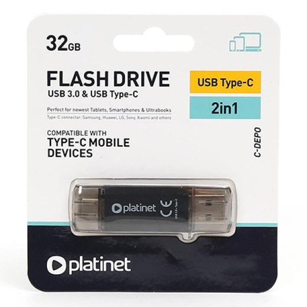 FLASH DRIVE USB 3.0 SI TYPE C 32GB C-DEPO PLATINET FLASH DRIVE USB 3.0 SI TYPE C 32GB C-DEPO PLATINET