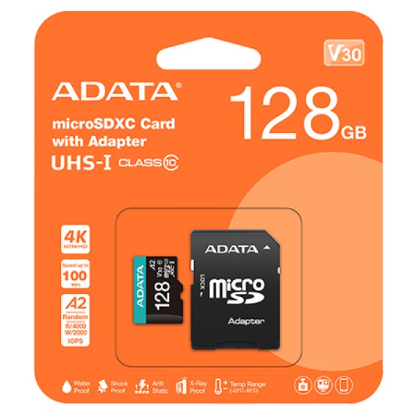 MICRO SD CARD 128GB V30 PREMIER PRO ADATA MICRO SD CARD 128GB V30 PREMIER PRO ADATA