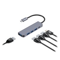 HUB 5 IN 1 USB-C PD 100W ALUMINIU PLATINET
