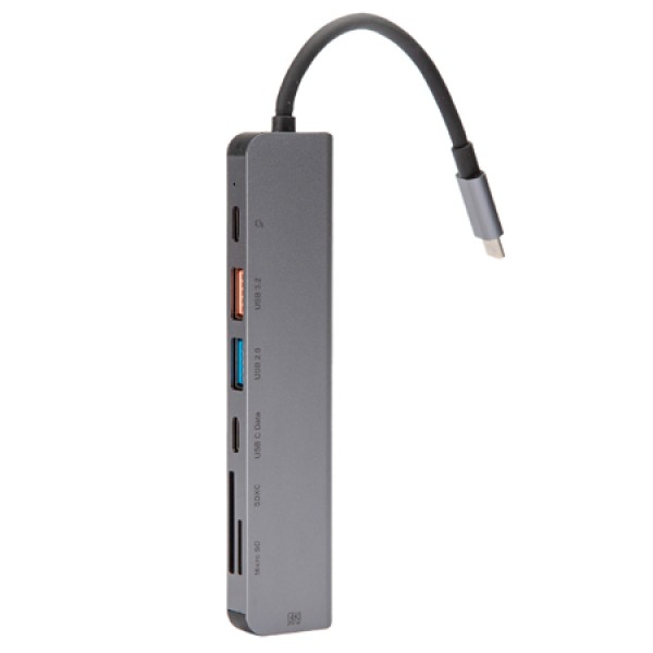 HUB 7 IN 1 USB-C PD 100W ALUMINIU PLATINET HUB 7 IN 1 USB-C PD 100W ALUMINIU PLATINET