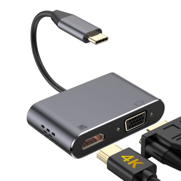Adaptor tip c - hdmi 4k 30hz si vga (simultan) - soluție compactă