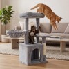 Ansamblu de joacă pentru pisici rebel animals 40x30x80 cm cu stâlp de zgâriat și căsuță