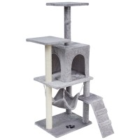 Ansamblu de joacă pentru pisici rebel animals 50x40x125 cm cu hamac și stâlpi de zgâriat