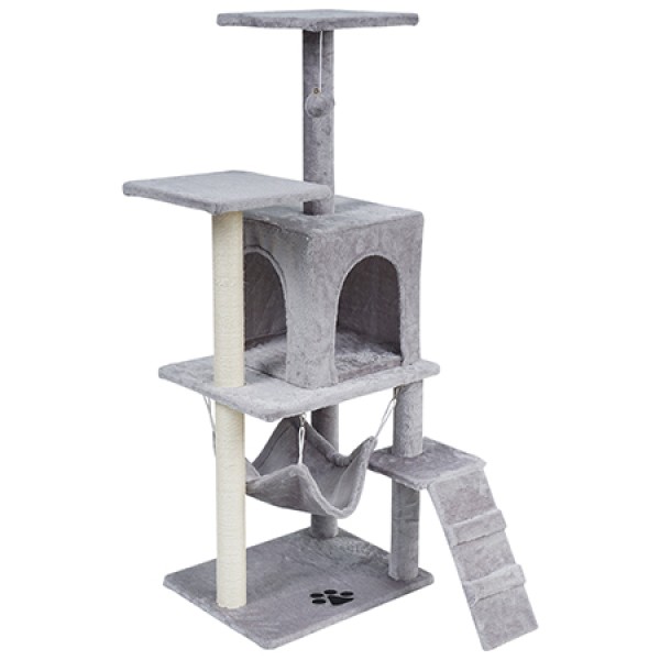Ansamblu de joacă pentru pisici rebel animals 50x40x125 cm cu hamac și stâlpi de zgâriat