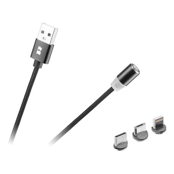 CABLU USB MAGNETIC 3 IN 1 100CM NEGRU REBEL CABLU USB MAGNETIC 3 IN 1 100CM NEGRU REBEL
