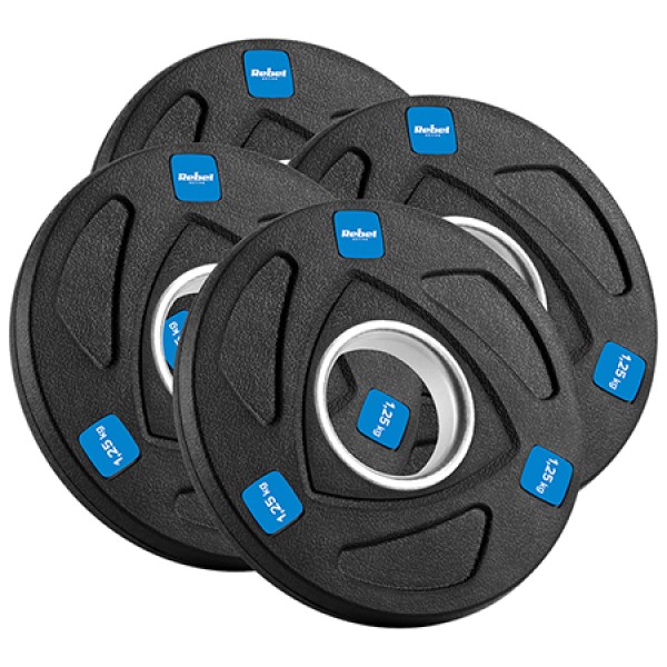 Disc greutate fontă cauciucată 1.25 kg set 4 rebel ac pentru bodybuilding