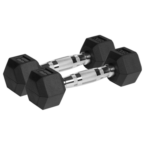 Ganteră dumbbell hex fontă cauciucată 2x2kg rebel activ pentru bodybuilding
