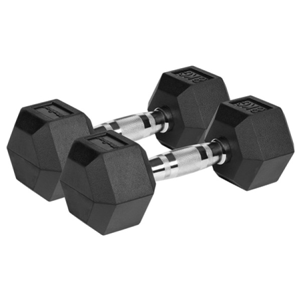 Gantăre dumbbell hex fontă cauciucată 2x8kg rebel active pentru bodybuilding