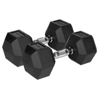 Ganteră dumbbell hex fontă cauciucată 2x15kg gantere dumbbell rebel active