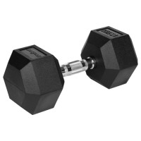 Ganteră dumbbell hex fontă cauciucată 17.5kg rebel active