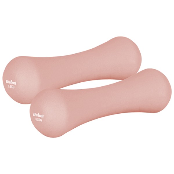 Ganteră neopren 0.5 kg rebel active - set 2 priese pentru bodybuilding