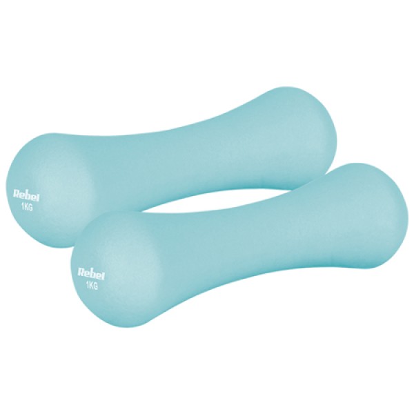 Ganteră din fontă cu înveliș din neopren 2 x 1kg rebel active