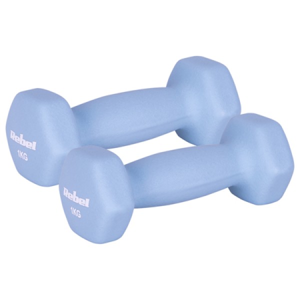 Gantă fontă învelis neopren hex 2 x 1kg rebel active pentru bodybuilding