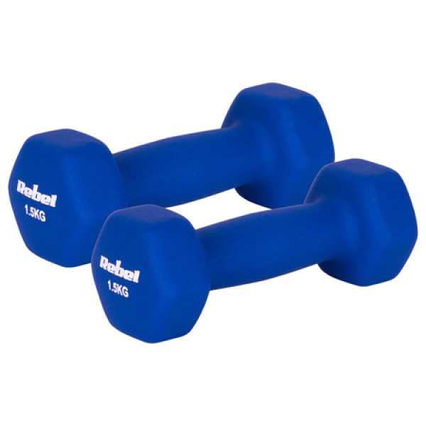 Ganteră din fontă cu înveliș din neopren rebel active, set de 2 x 1.5kg