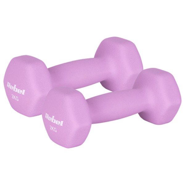 Ganteră neopren hex 2 x 2kg rebel active pentru bodybuilding