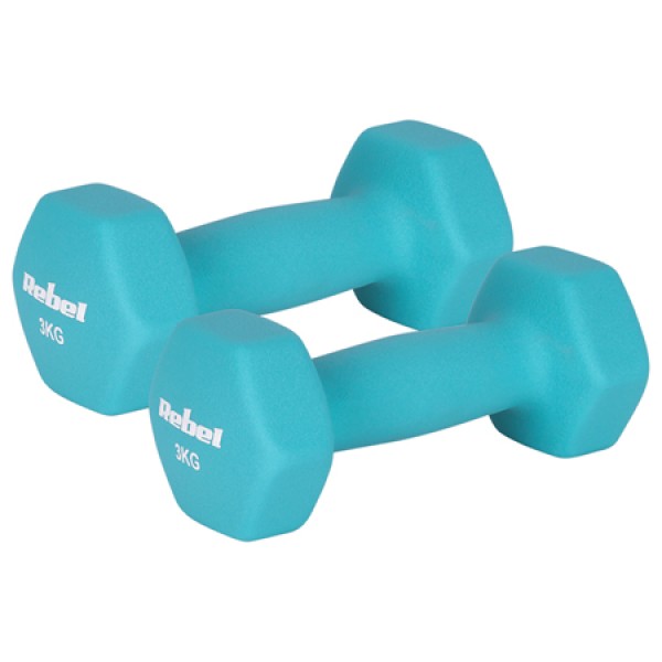 Ganteră fonată cu înveliș din neopren hex 2 x 3kg rebel active