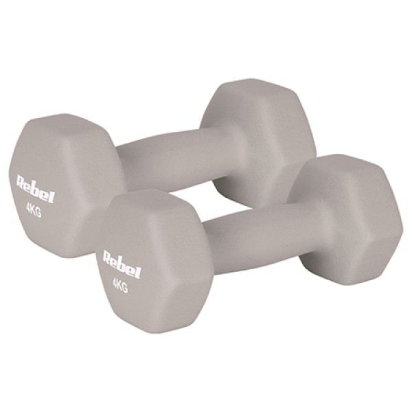 Ganteră neopren hexagonală 2 x 4 kg rebel active pentru bodybuilding