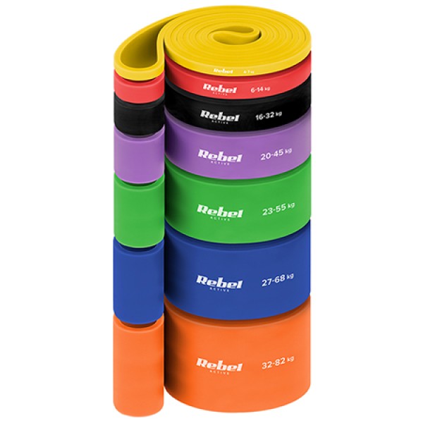 Set 7 benzi elastice power band rebel active 4-82kg pentru fitness Set 7 benzi elastice power band rebel active 4-82kg pentru fitness