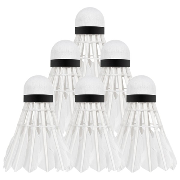 Set 6 mingi badminton rebel active din pene de gâscă, cu cap din plută