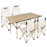 Set camping masă și 4 scaune metalice pliabile rebel active - compacte și ușor de transportat