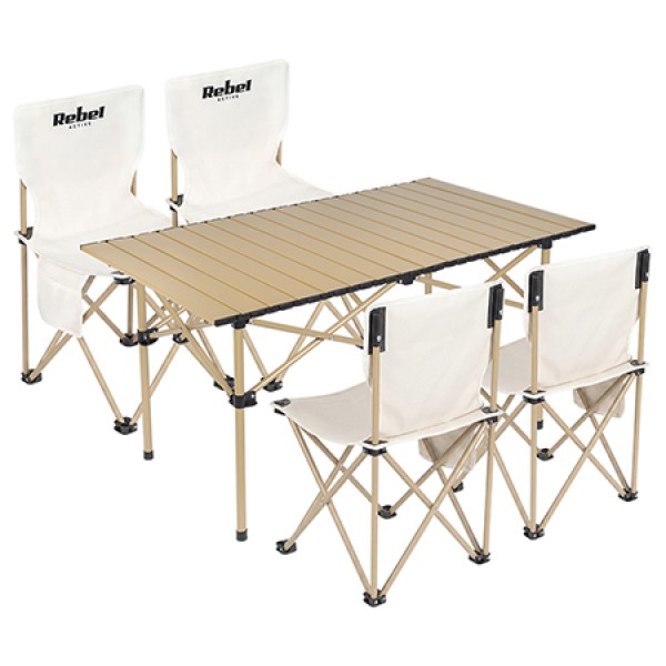Set camping masă și 4 scaune metalice pliabile rebel active - compacte și ușor de transportat Set camping masă și 4 scaune metalice pliabile rebel active - compacte și ușor de transportat