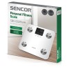 Cântar corporal electronic inteligent Sencor, Max 180 kg, Analiză corporală, Memorie 12 utilizatori, Alb