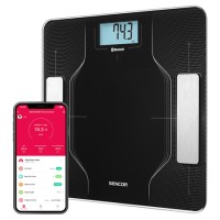 Cântar inteligent Sencor SBS, Bluetooth, Analiză corporală, 180 kg, Negru