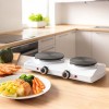 Plita electrica portabila Sencor, 2500W, 2 arzătoare din fonta, ideala pentru camping/bucatarie, Alb