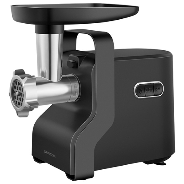 Masina de tocat carne electrica Sencor, 2100W, 1.7 kg/min, Accesorii feliere si razuire, Accesoriu carnati si kubbe, 3 Site, Negru