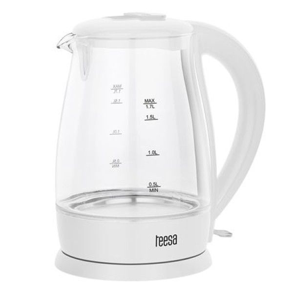 Fierbator electric cordless teesa 1.7l, sticlă borosilicată, 2200w
