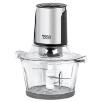 Tocator electric de bucatarie Teesa, Putere 400W, Bol mare din Sticla 1.5L, 4 Lame din Inox pe doua niveluri, 2 Viteze, Pentru legume, carne, nuci, Negru/Argintiu