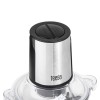 Tocator electric de bucatarie Teesa, Putere 400W, Bol mare din Sticla 1.5L, 4 Lame din Inox pe doua niveluri, 2 Viteze, Pentru legume, carne, nuci, Negru/Argintiu