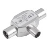 Ramificator Semnal TV, Splitter Coaxial 2 Căi, Conectori 1 Male - 2 Female, Argintiu