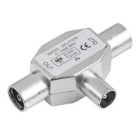 Ramificator Semnal TV, Splitter Coaxial 2 Căi, Conectori 1 Male - 2 Female, Argintiu