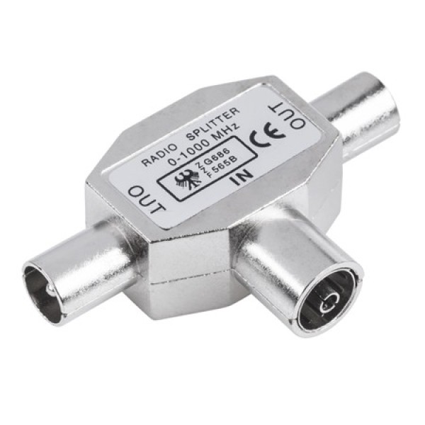 Splitter Semnal TV Coaxial Cabletech, 1 Intrare Mufa Mama - 2 Iesiri Mufa Tata, Banda 5-1000 MHz, Carcasa Metalica