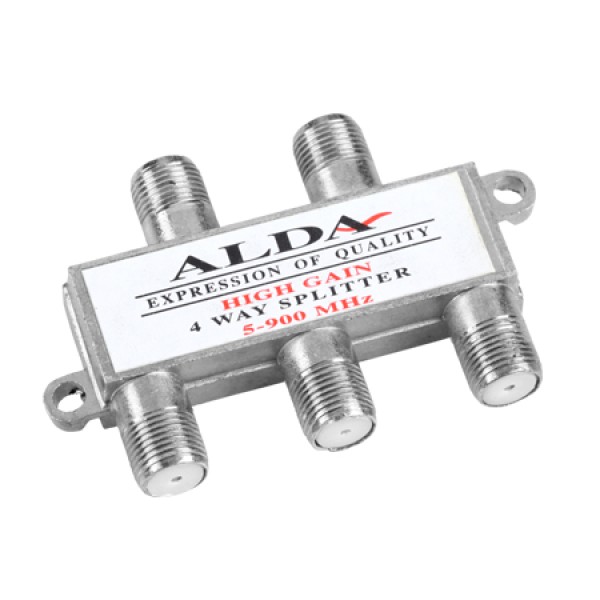 Splitter TV coaxial ALDA, 1 Intrare - 4 Ieșiri, 5-900 MHz, Argintiu