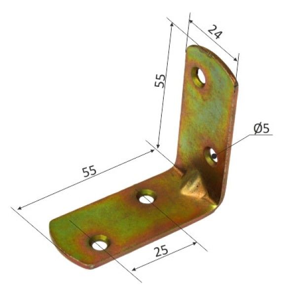 COLTAR METALIC DREPTUNGHIULAR 24/55X55MM